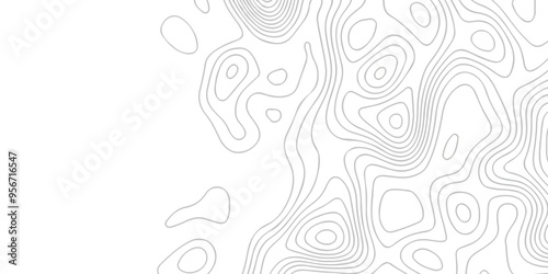 Topographic map background geographic line map with seamless ornament design. The black on white contours vector topography stylized height of the lines map.	
