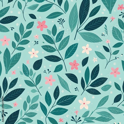 Floral seamless pattern with flowers and leaves Decorative vector pattern abstract background