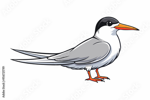  Elegant tern bird goes icon vector art illustration photo