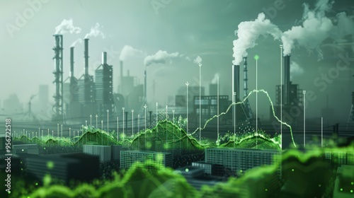 A graph showing the reduction in greenhouse gas emissions through various green initiatives.