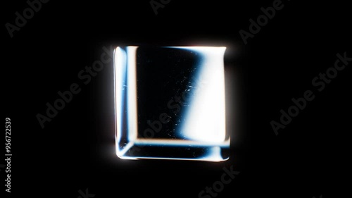 3D animation of geometric shapes with dispersion rainbow color spectrum prism effect on isolated black background
