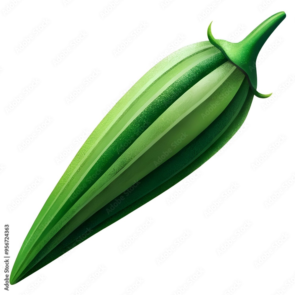A vibrant 3D illustration of an okra. perfect for adding a touch of nature and freshness to your designs. A vibrant 3D illustration of an okra. perfect for adding a touch of nature and freshness to your designs.