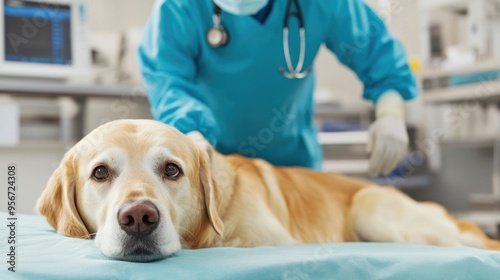 Veterinarian Carefully Administering Anesthesia to Dog as Part of Pre Surgical and Medical Care in a Veterinary Clinic or Hospital Setting