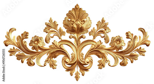 Golden decorative element, cut out photo