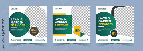 Lawn care and gardening services social media Instagram post web banner design