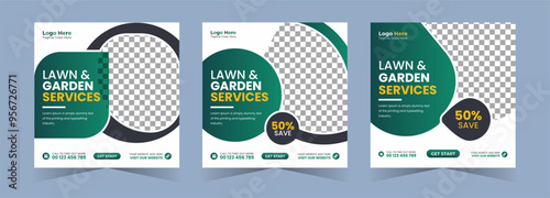 Lawn care and gardening services social media Instagram post web banner design