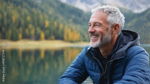 Relaxed Man by the Lake