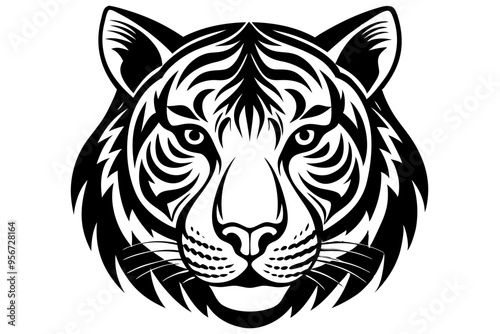 a  tiger   head silhuette vector illustration
