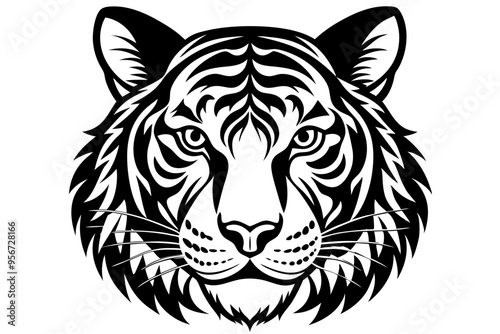 a  tiger   head silhuette vector illustration