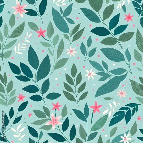 Floral seamless pattern with flowers and leaves Decorative vector pattern abstract background