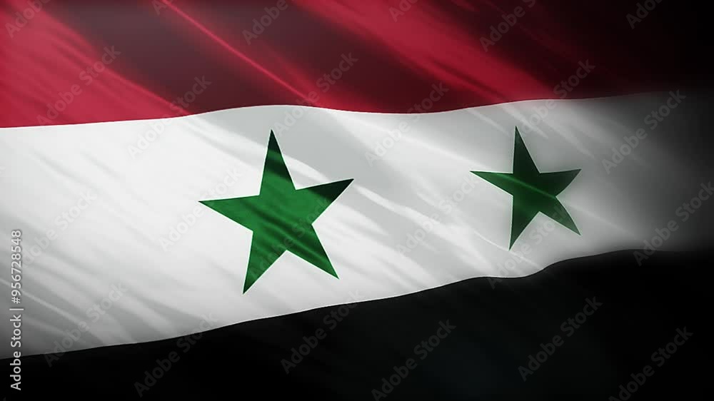 Syria Flag Waving in Full 4K Resolution. Realistic Closeup of the Syria Flag. 3840x2160 Full HD Footage of Syria National Flag. Syria Flag Waving in Full 4K Resolution. Realistic Closeup of the Syria Flag. 3840x2160 Full HD Footage of Syria National Flag.