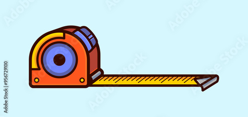 Tape measure, Measuring tape cartoon vector illustration isolation white background
