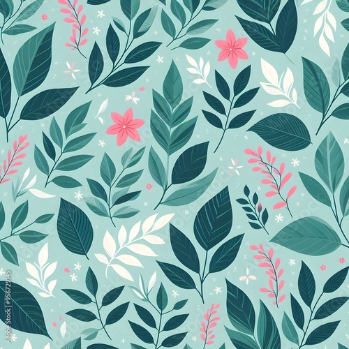Wallpaper Mural Floral seamless pattern with flowers and leaves Decorative vector pattern abstract background Torontodigital.ca