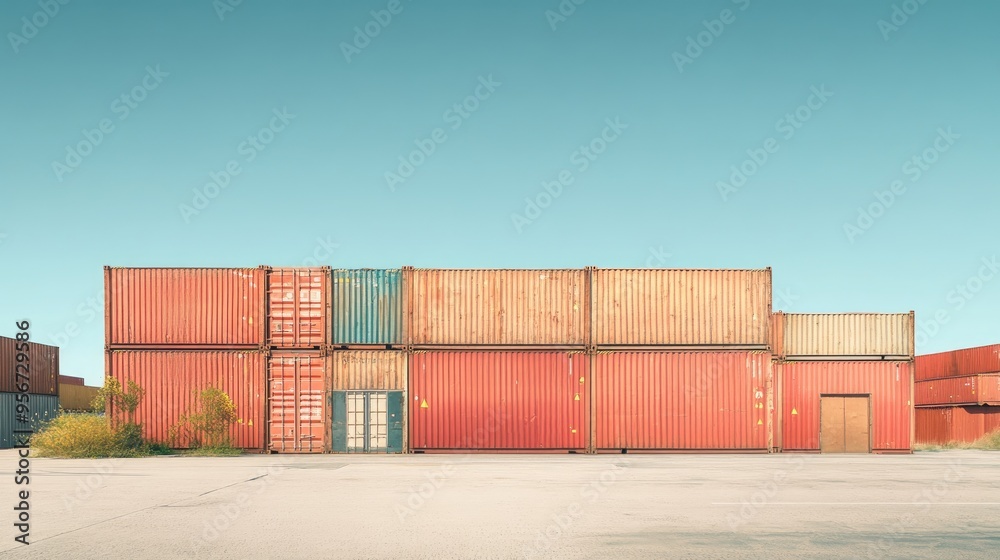Fototapeta premium Shipping yard, cargo containers