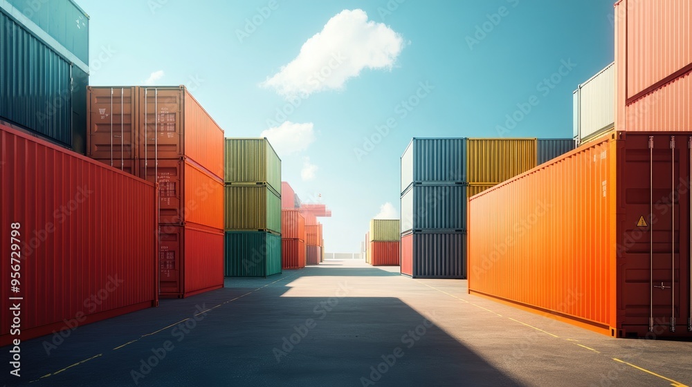 Fototapeta premium Shipping yard, cargo containers