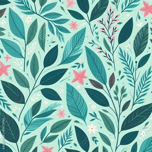 Floral seamless pattern with flowers and leaves Decorative vector pattern abstract background