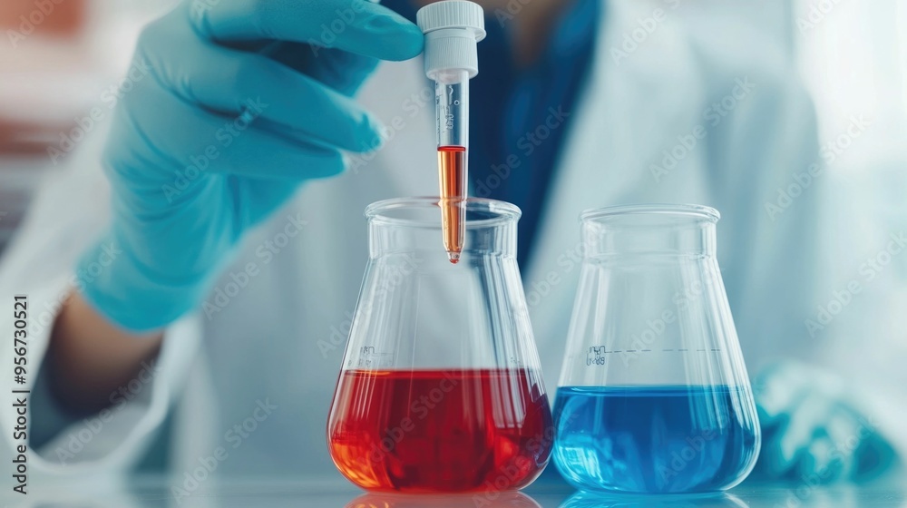 Scientist carefully conducting a experiment in a well organized and well equipped laboratory setting performing chemical analysis and research to obtain accurate data and findings Scientist carefully conducting a experiment in a well organized and well equipped laboratory setting performing chemical analysis and research to obtain accurate data and findings