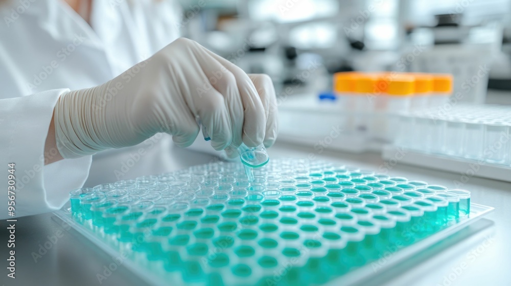 Lab Technician Carefully Preparing Glass Slides for Microscopic Observation and Analysis in a Controlled Laboratory Environment Lab Technician Carefully Preparing Glass Slides for Microscopic Observation and Analysis in a Controlled Laboratory Environment