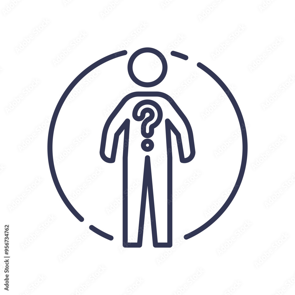 Outline of a person with a question mark, symbolizing Buyer Persona and target audience identification. Outline of a person with a question mark, symbolizing Buyer Persona and target audience identification.