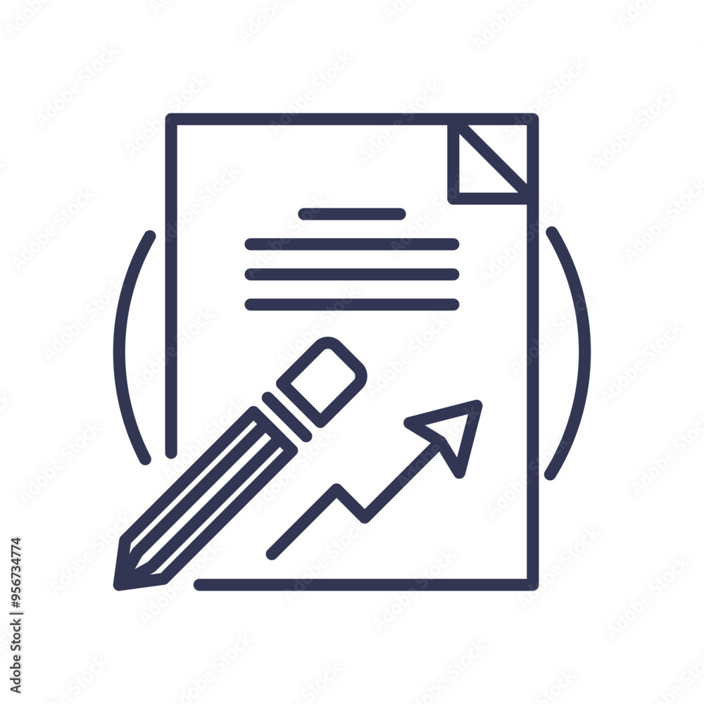 Illustration of a business plan document with a pencil and upward arrow, symbolizing planning and growth. Illustration of a business plan document with a pencil and upward arrow, symbolizing planning and growth.