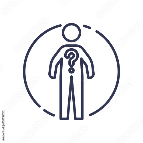 Outline of a person with a question mark, symbolizing Buyer Persona and target audience identification.