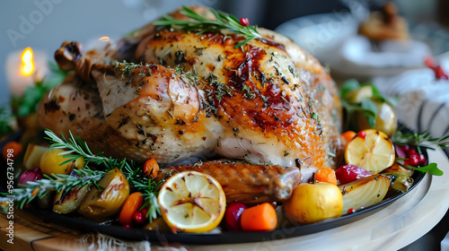 Herb-roasted turkey with vegetables, a delicious centerpiece for any holiday celebration