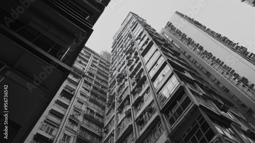 Urban High-Rise Buildings in Black and White