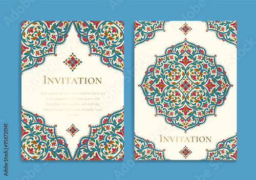 Luxury invitation card design with vector mandala pattern. Vintage ornament template. Can be used for background and wallpaper. Elegant and classic vector elements great for decoration.