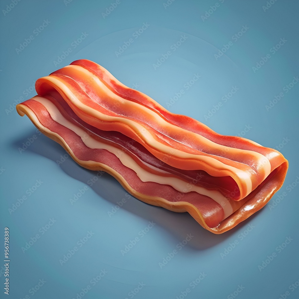 A 3D illustration of a crispy bacon strip. perfect for breakfast. brunch. or any meal. A 3D illustration of a crispy bacon strip. perfect for breakfast. brunch. or any meal.