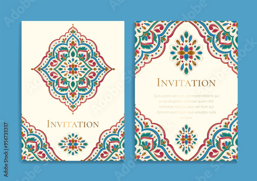 Luxury invitation card design with vector mandala pattern. Vintage ornament template. Can be used for background and wallpaper. Elegant and classic vector elements great for decoration.
