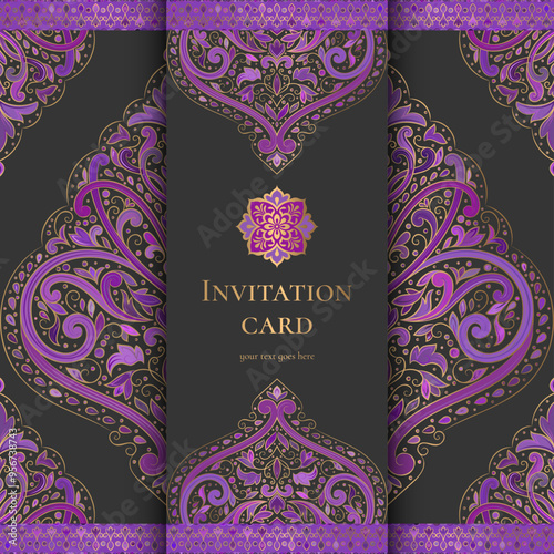 Luxury invitation card design with vector mandala pattern. Vintage ornament template. Can be used for background and wallpaper. Elegant and classic vector elements great for decoration.