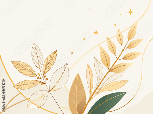 Wallpaper Mural Autumn floral vector pattern with yellow leaves and branches, perfect for wallpaper or design Torontodigital.ca