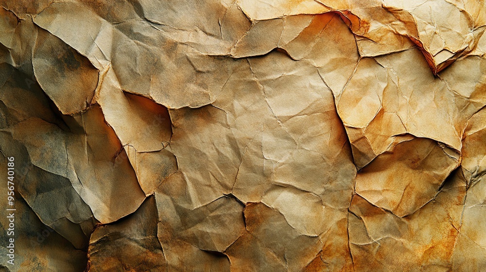 Abstract Crinkled Texture of Aged Brown Paper Abstract Crinkled Texture of Aged Brown Paper