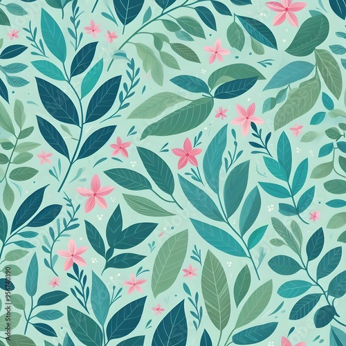 Wallpaper Mural Floral seamless pattern with flowers and leaves Decorative vector pattern abstract background Torontodigital.ca