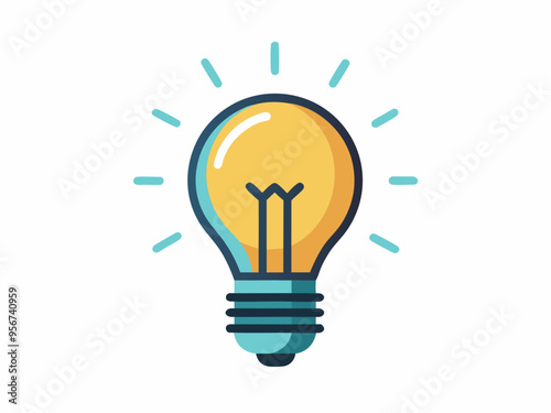 Bright idea icon : Illustration of a glowing yellow light bulb Symbol of creativity, inspiration. For use in presenting marketing materials to present creative ideas and new ideas.	