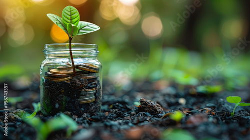 Wallpaper Mural Small sprout in a pot close-up Torontodigital.ca