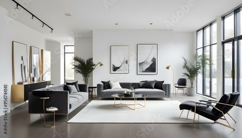 Photo interior modern design room 3d illustration