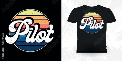 Funny Flying Helicopter Retro Vintage Pilot Helicopter T-shirt Design
