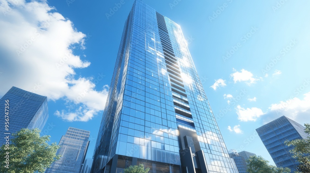 Modern Skyscraper with Blue Sky and Clouds. Modern Skyscraper with Blue Sky and Clouds.