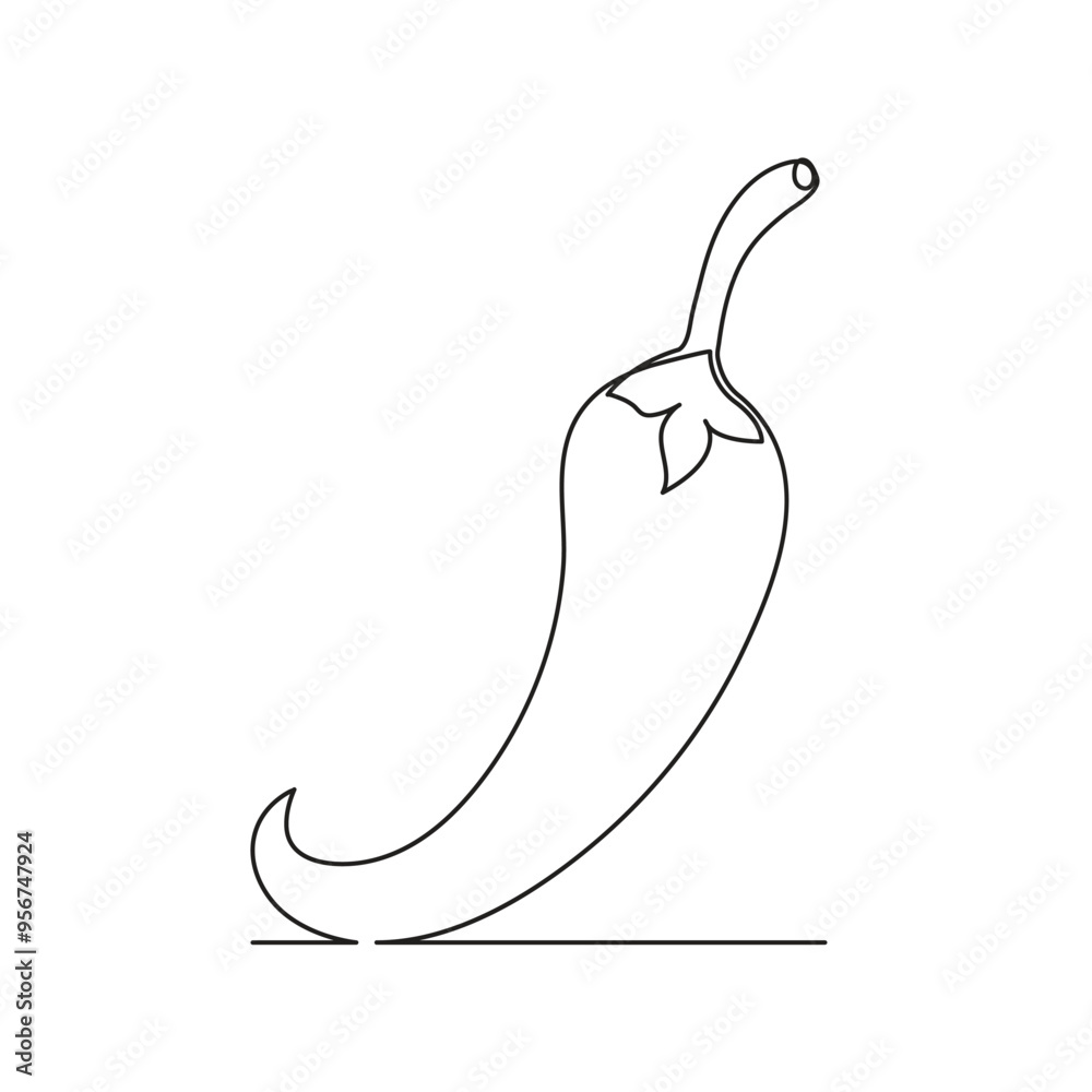 Continuous single line drawing of hot chili vector illustration design Continuous single line drawing of hot chili vector illustration design