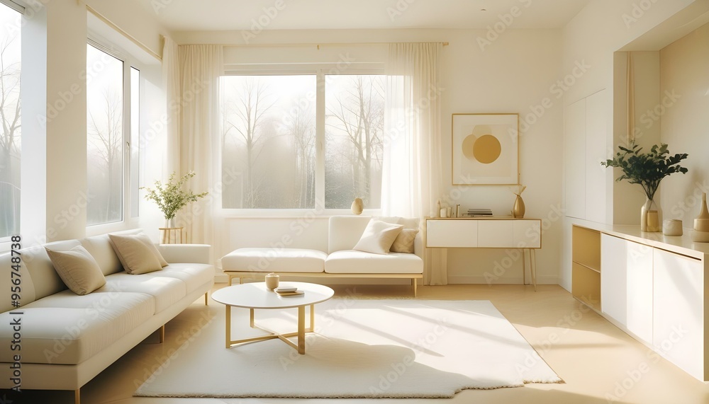 Fototapeta premium Photo interior modern design room 3d illustration