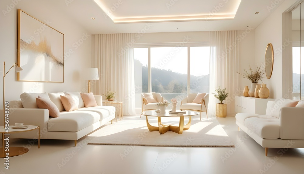 Fototapeta premium Photo interior modern design room 3d illustration