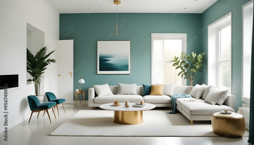 Fototapeta premium Photo interior modern design room 3d illustration