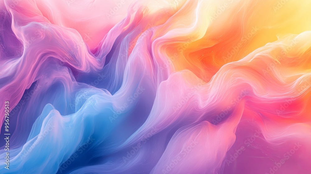 Abstract Wavy Pattern in Vibrant Hues of Pink, Blue, and Yellow Abstract Wavy Pattern in Vibrant Hues of Pink, Blue, and Yellow