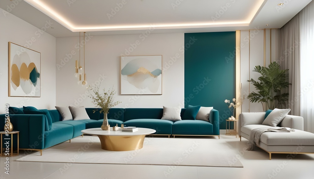 Fototapeta premium Photo interior modern design room 3d illustration