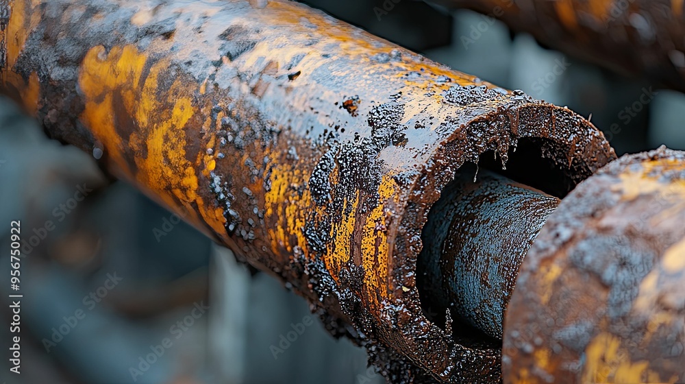 Close-up of Rusty Metal Pipe with Black Goo Close-up of Rusty Metal Pipe with Black Goo