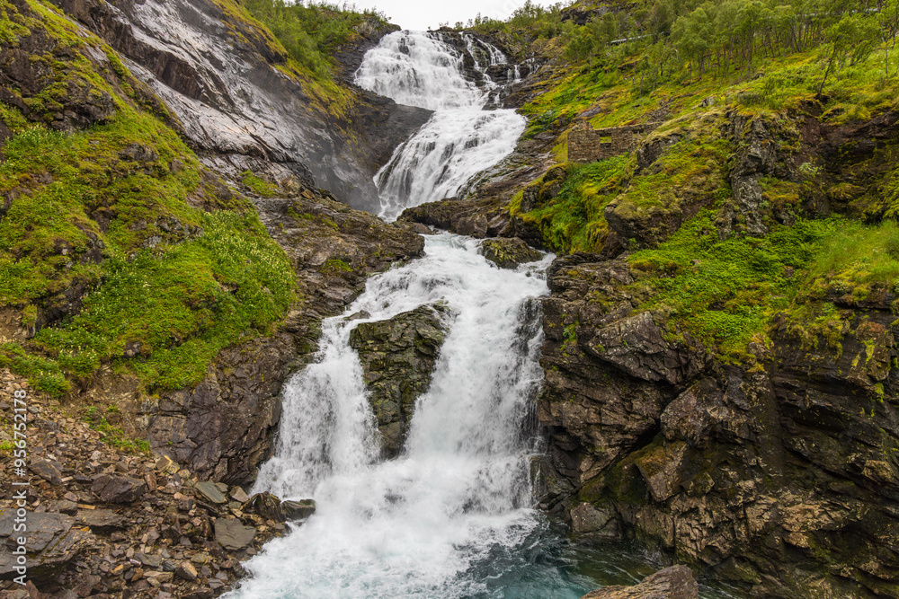 Kjosfossen waterfall in Myrdal, Norway Kjosfossen waterfall in Myrdal, Norway