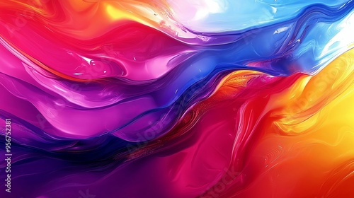 Abstract Swirling Fluid Colors in Purple, Blue, Red and Yellow photo