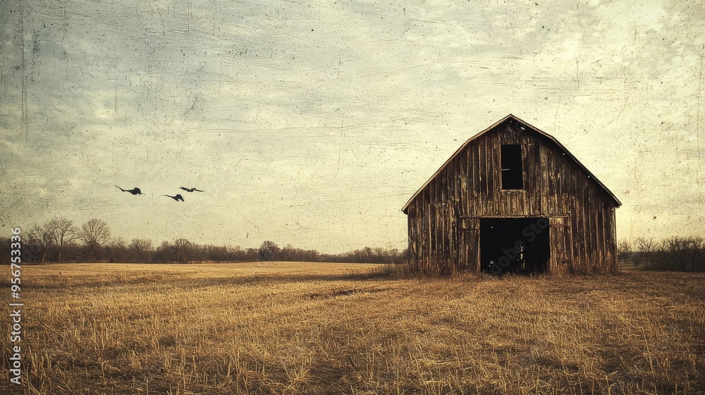 Obraz premium Rustic Barn in a Field.