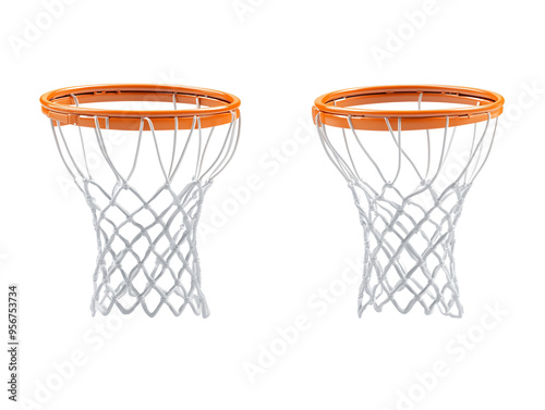 a pair of basketball hoops
